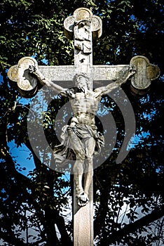 Stone crucifix in Zug Switzerland