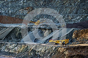 Stone crusher machines in diabase quarry