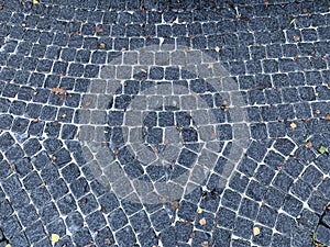 Stone cubes, path, background top view