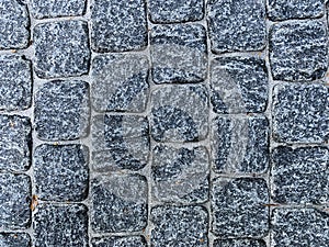 Stone cubes, path, background top view