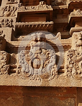 Stone curvature  ,Ancient  Ruins of Vijayanagar Empire, hampi is a UNESCO world heritage site ,at Hampi, in photo