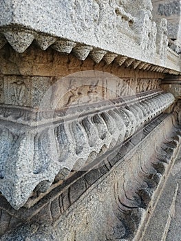 Stone curvature  in vittala temple ,Ancient  Ruins of Vijayanagar Empire, hampi is a UNESCO world heritage site ,at Hampi, in photo