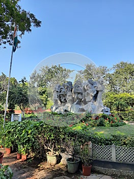 Stone cutting sculptures inside Mahatma Gandhi Museum New Delhi