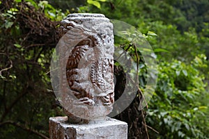 Stone decoration next to hiking trail in Taiwan