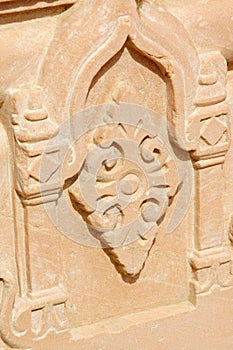 Stone decorations from a temple in Narlai, Rajasthan, India
