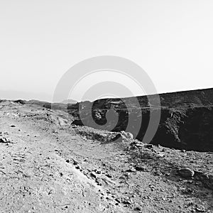 Stone desert in black and white