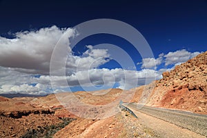 Stone desert road in Ouarzazate Province, Morocco