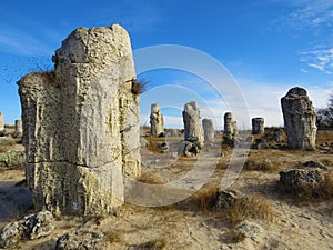 The Stone Desert or Stone Forest near Varna. Naturally formed column rocks. Fairytale like landscape. Bulgaria.