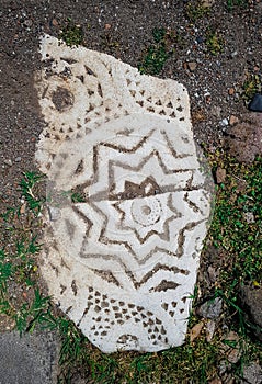 Stone detail from Pergamum Pergamon Ancient City in Bergama, Izmir, Turkey. Star detail