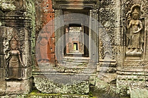 Stone Devata carvings, Preah Kahn Temple, Cambodia