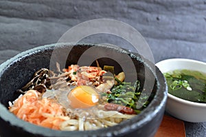 Stone dish-cooked bibimba