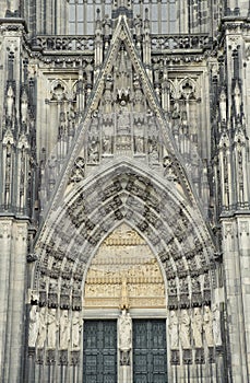 Stone door in cologne Cathedral ,germany.