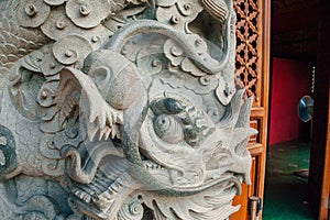 Stone Dragon Column at Po Lin Monastery