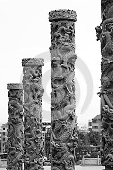 Stone dragon pillars