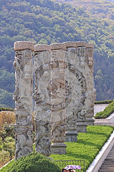 Stone dragon pillars