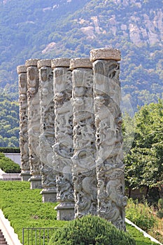 Stone dragon pillars