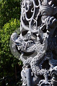 Stone dragon pillars