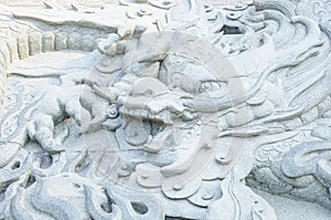 Stone dragon sculpture wall