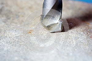 Stone drill with point for drilling in natural stone and concrete photographed in the studio