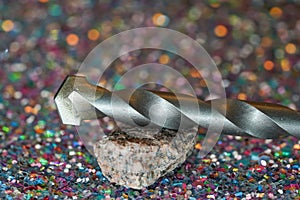 Stone drill with point for drilling in natural stone and concrete photographed in the studio