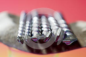 Stone drill with point for drilling in natural stone and concrete photographed in the studio