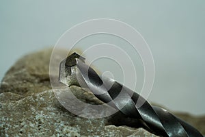 Stone drill with point for drilling in natural stone and concrete photographed in the studio