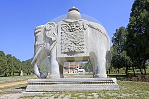 Stone elephant in the Eastern Royal Tombs of the Qing Dynasty, c
