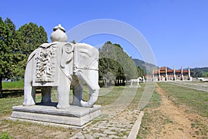 Stone elephant in the Eastern Royal Tombs of the Qing Dynasty, c photo