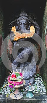 Stone Elephant Hindu Statue Ganesha in Ubud, Bali Garden