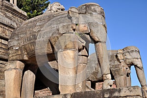 Stone Elephants at Bhaktapur Durbar Square photo