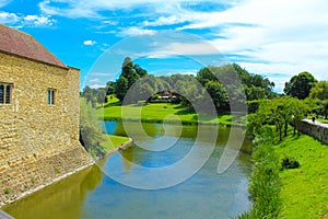 View of Leeds Castle moat Kent United Kingdom