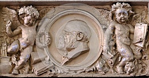 Stone facade fresco decoration romantic Greek mythological naked