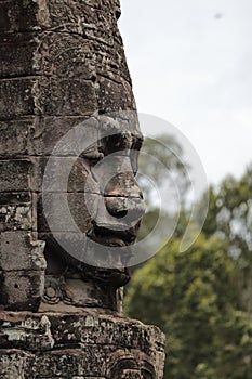 Stone face, Bayon Temple, Angkor, Siem Reap, Cambodia