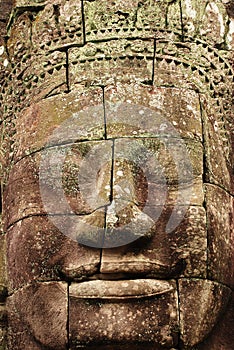 Stone face, the Bayon Temple, Angkor Wat, Cambodia