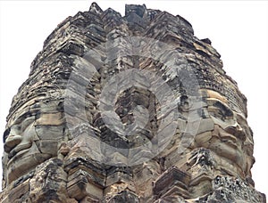 Stone faces of angkor thom, bayon, angkor wat cambodia Jayavarman VII buddha