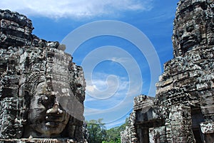 Stone faces at Bayon, Angkor temples, Cambodia