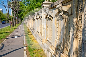 Stone fence of Palace of the Parliament in Bucharest