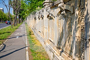 Stone fence of Palace of the Parliament in Bucharest