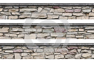 Stone fence panorama panoramic stonewall isolated photo