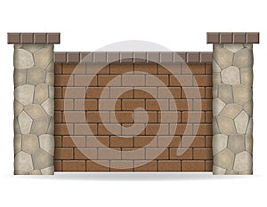 Stone fence vector illustration