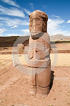 Stone figure in Tiwanaku Tiahuanaco, Bolivia