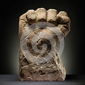 Stone Fist Sculpture In The Style Of Incisioni Series photo