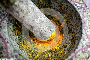 Stone Food Grinder Grinds Raw Ingredients