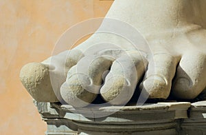 Stone foot, rome, italy