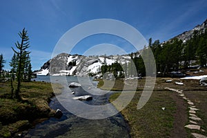 Stone footpath through the Enchantments in Washington