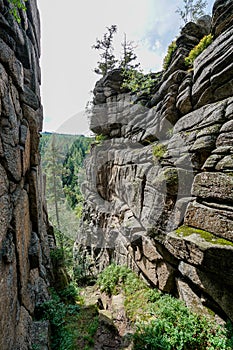 Stone formation in the mountains - Swedish rocks - Karkonosze mountains Giant Mountains Poland.