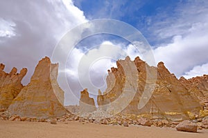 Stone formation Pacana Monks, Monjes De La Pacana, The Indian Stone, near Salar De Tara, Los Flamencos National Reserve photo