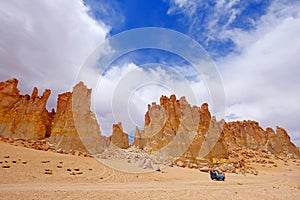 Stone formation Pacana Monks, Monjes De La Pacana, The Indian Stone, near Salar De Tara, Los Flamencos National Reserve