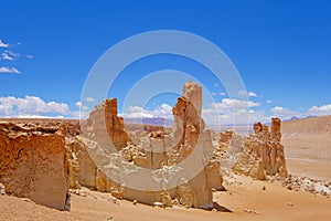 Stone formation Pacana Monks, Monjes De La Pacana, The Indian Stone, near Salar De Tara, Los Flamencos National Reserve photo