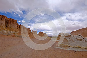 Stone formation Pacana Monks, Monjes De La Pacana, The Indian Stone, near Salar De Tara, Los Flamencos National Reserve photo